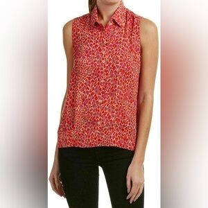 EUC! CAbi Sleeveless Button Down Blouse Hi-Low Shirt Heartbreaker size M